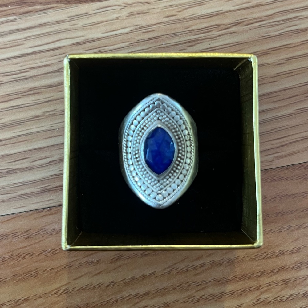 Anna Beck 925 Sterling Silver and Lapis Ring Handmade in Bali